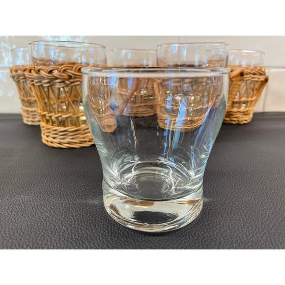 Vintage Woven Rattan Wicker Drinkware Holders Glass Cups (Set of 6) - Picture 6 of 10